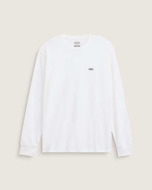 Vans Left Chest Logo Long Sleeve T-Shirt in White / Black