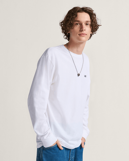 Vans Left Chest Logo Long Sleeve T-Shirt in White / Black