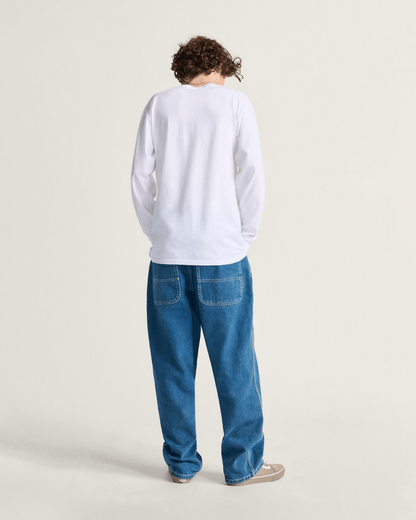 Vans Left Chest Logo Long Sleeve T-Shirt in White / Black