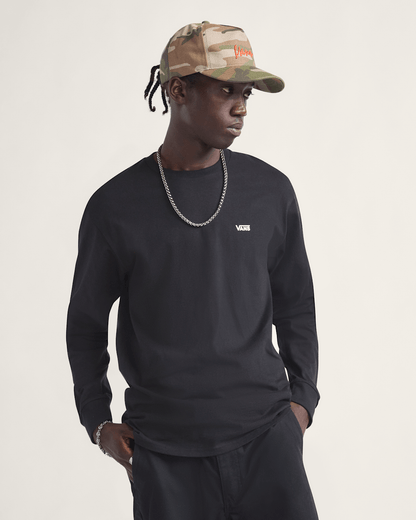 Vans Left Chest Logo Long Sleeve T-Shirt in Black