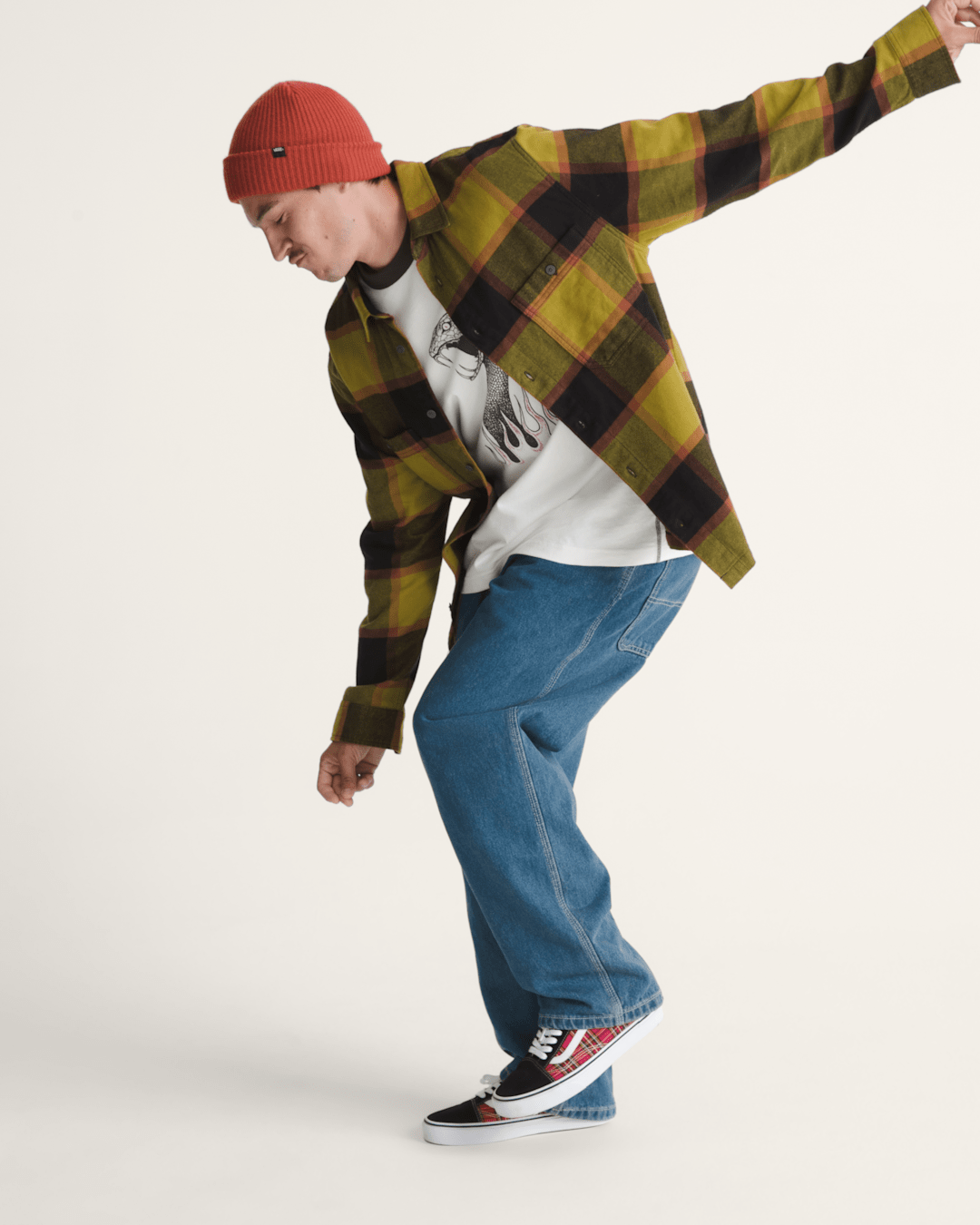 Vans Larkspur Plaid Flannel Shirt in Burnt Gold Yellow / Black
