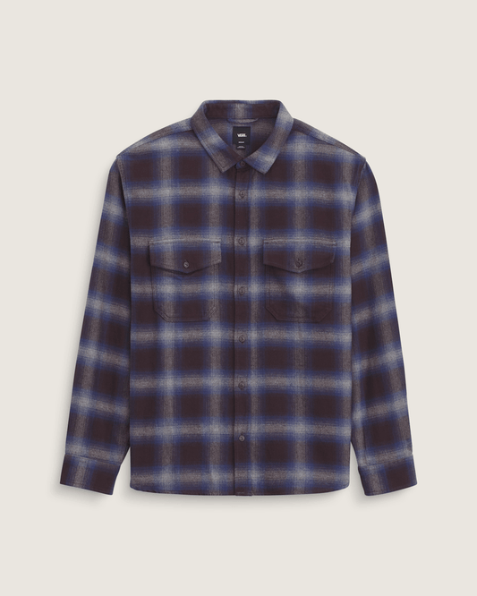 Vans Bixby Plaid Flannel Shirt in Dark Port Red / Pewter Heather Grey