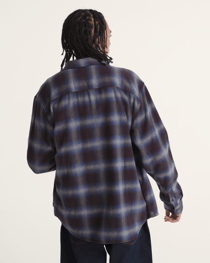 Vans Bixby Plaid Flannel Shirt in Dark Port Red / Pewter Heather Grey