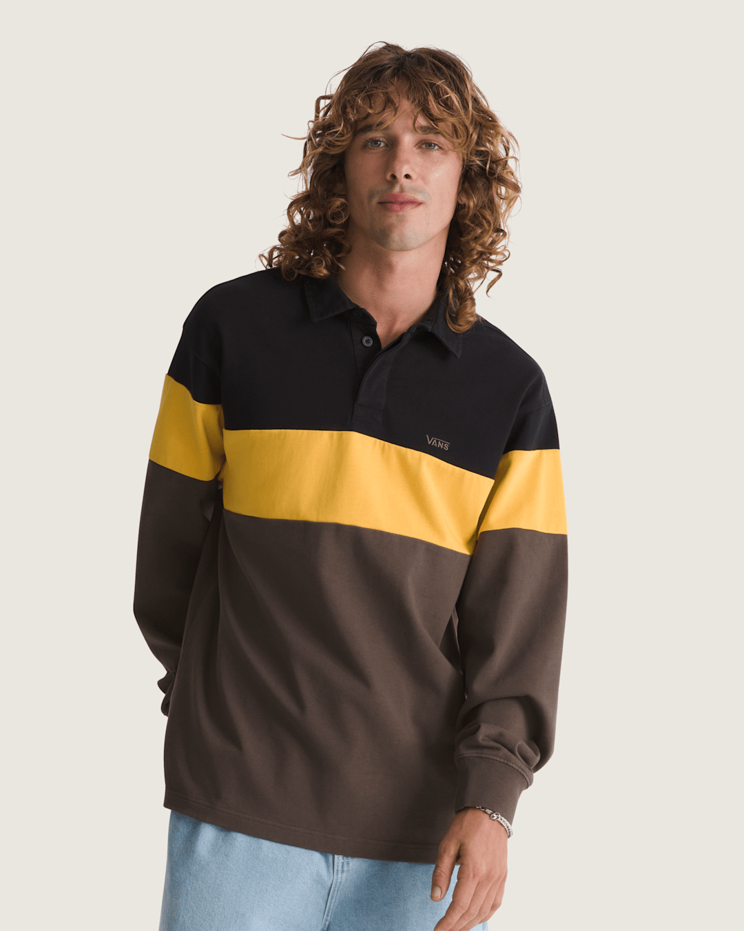Vans Andy Rugby Long Sleeve Shirt in Coal Brown