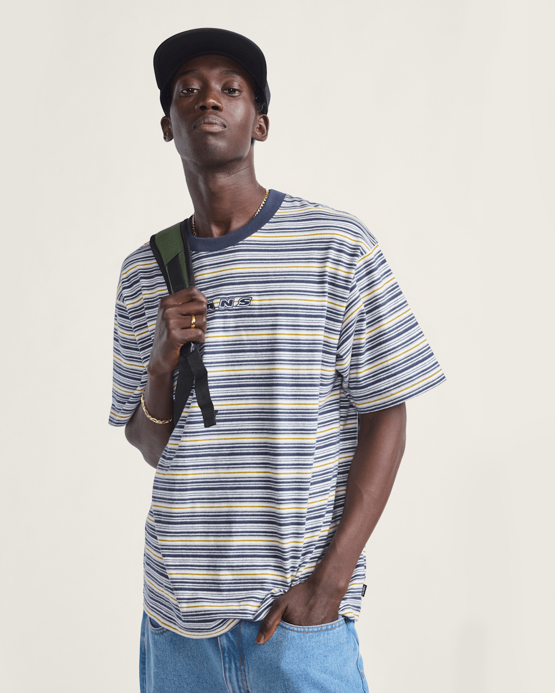 Vans Cameron Stripe Shirt in Blue / Marshmallow White