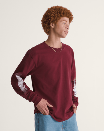 Vans Blur Drop Long Sleeve T-Shirt in Burgundy