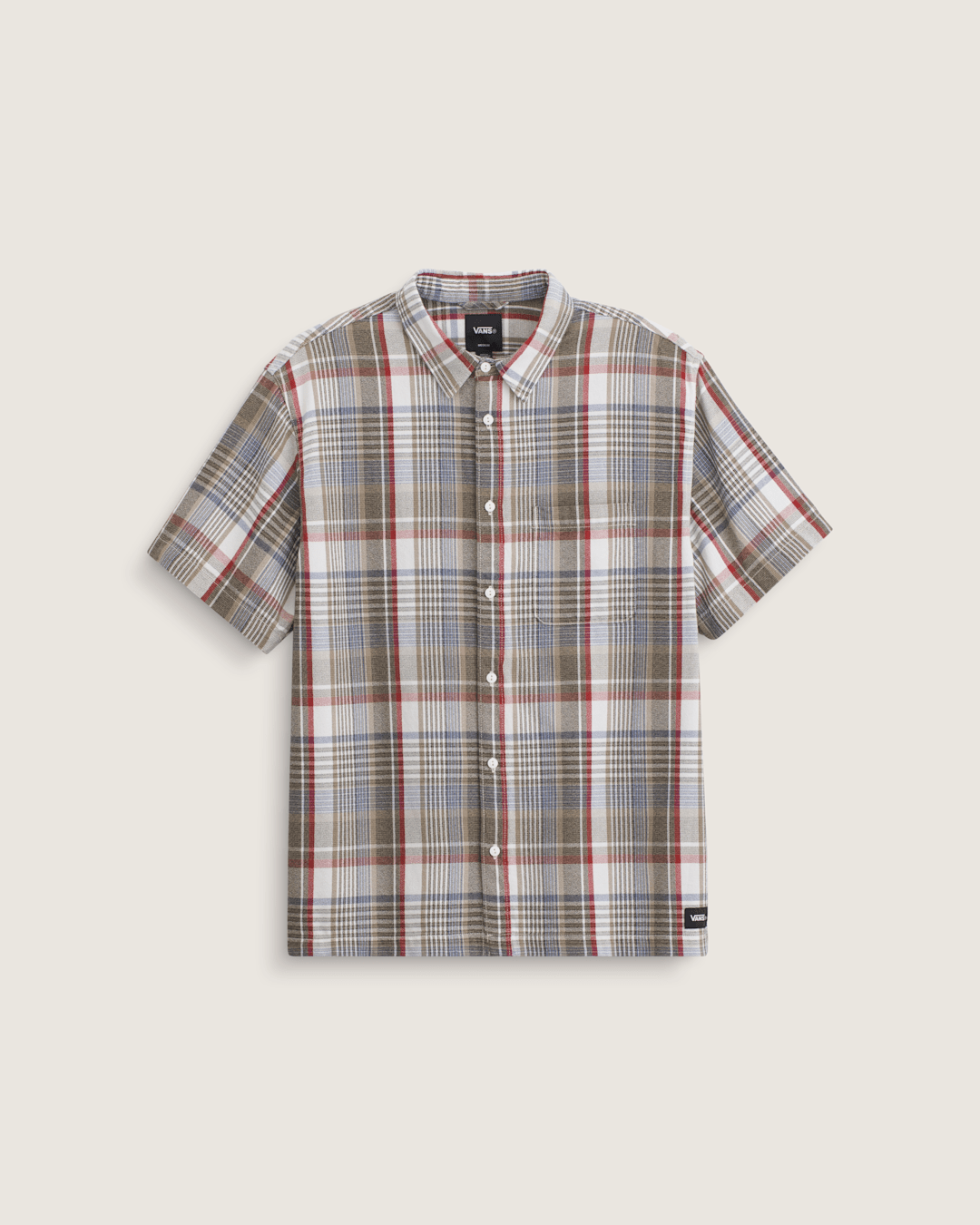 Vans Premium Button Up Shirt in Egret White / Elm Green