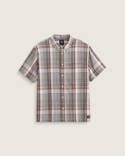 Vans Premium Button Up Shirt in Egret White / Elm Green