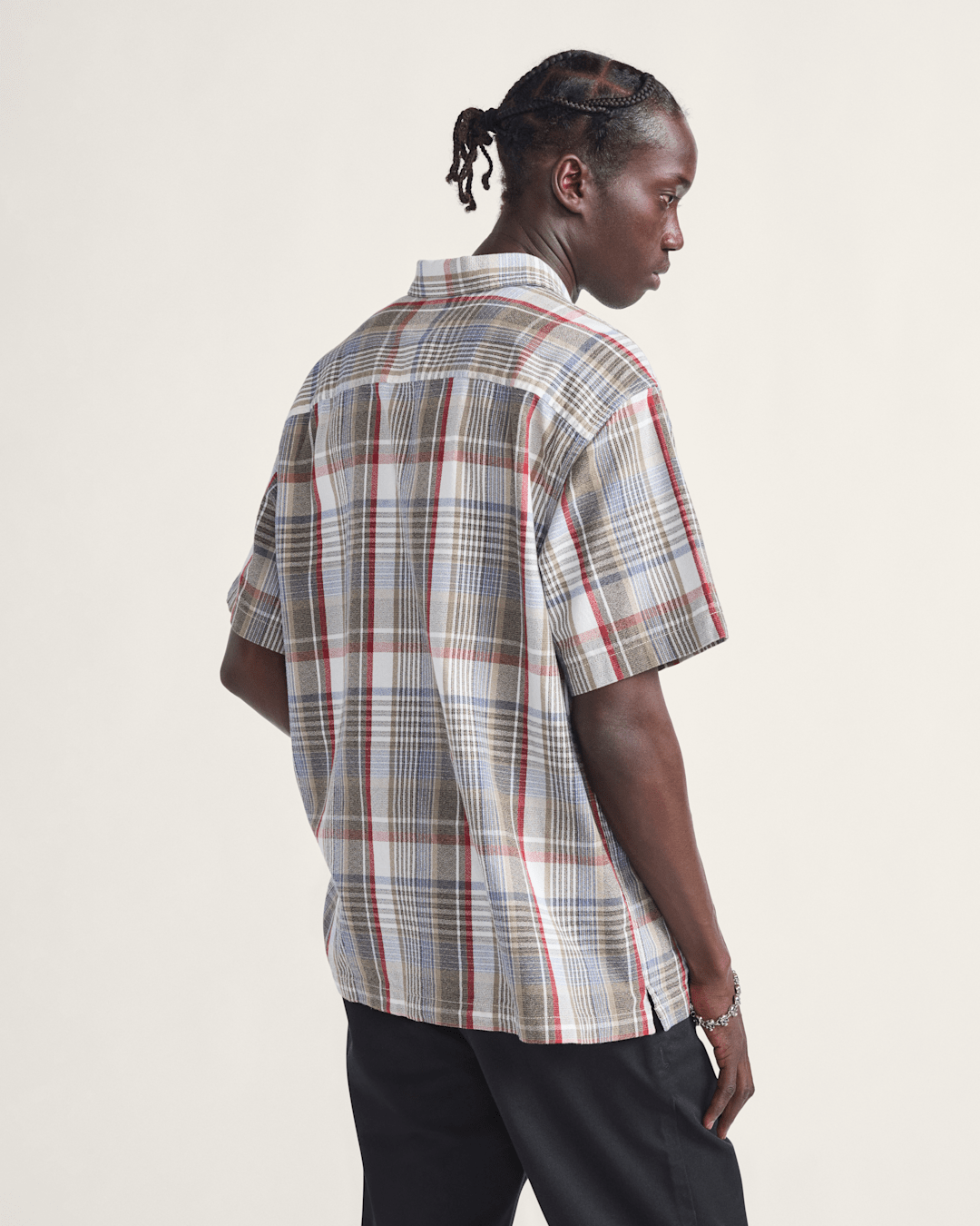 Vans Premium Button Up Shirt in Egret White / Elm Green