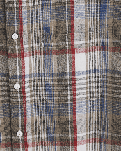 Vans Premium Button Up Shirt in Egret White / Elm Green