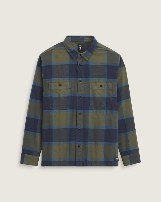 Vans Larkspur Plaid Flannel Shirt in Grape Leaf Green / Parisian Night Blue