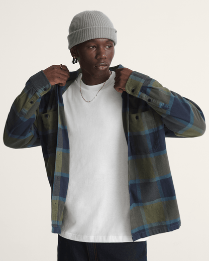 Vans Larkspur Plaid Flannel Shirt in Grape Leaf Green / Parisian Night Blue