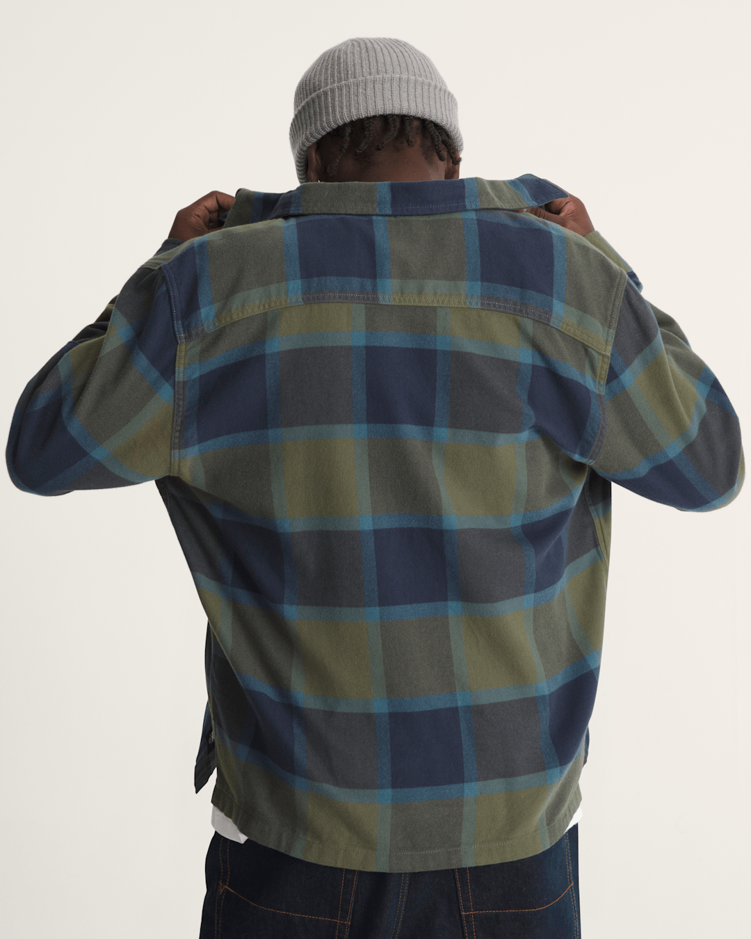 Vans Larkspur Plaid Flannel Shirt in Grape Leaf Green / Parisian Night Blue
