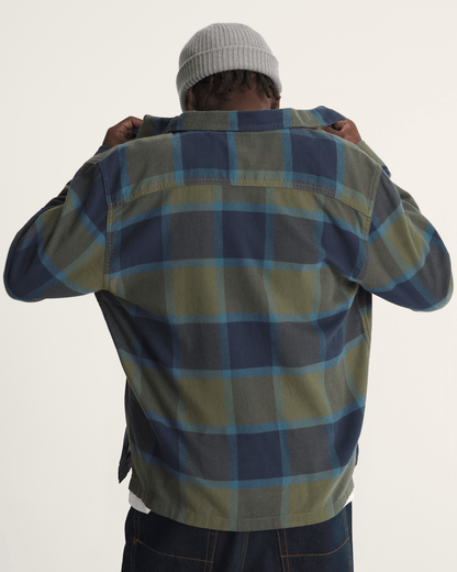 Vans Larkspur Plaid Flannel Shirt in Grape Leaf Green / Parisian Night Blue