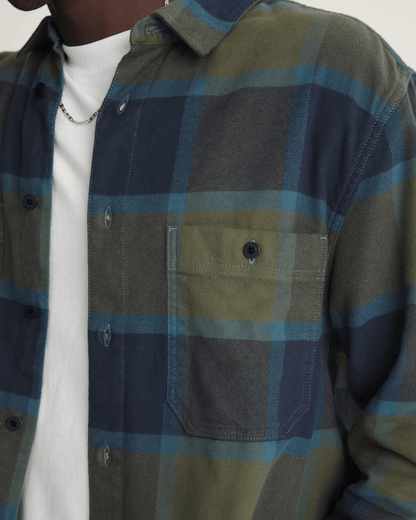 Vans Larkspur Plaid Flannel Shirt in Grape Leaf Green / Parisian Night Blue