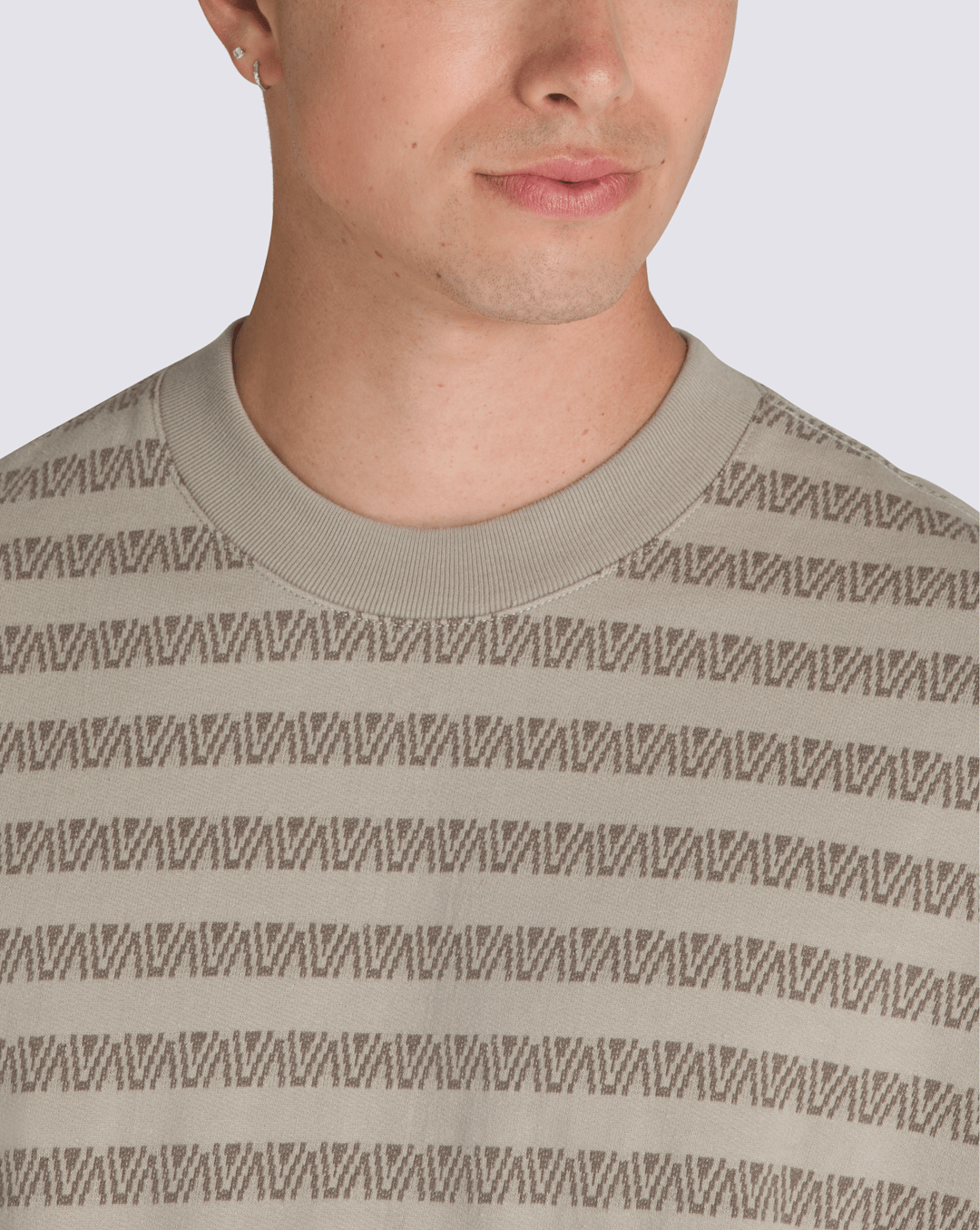 Vans Palmer Jacquard Knit T-Shirt in London Fog Beige