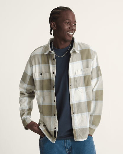 Vans Larkspur Flannel Shirt in Turtledove White