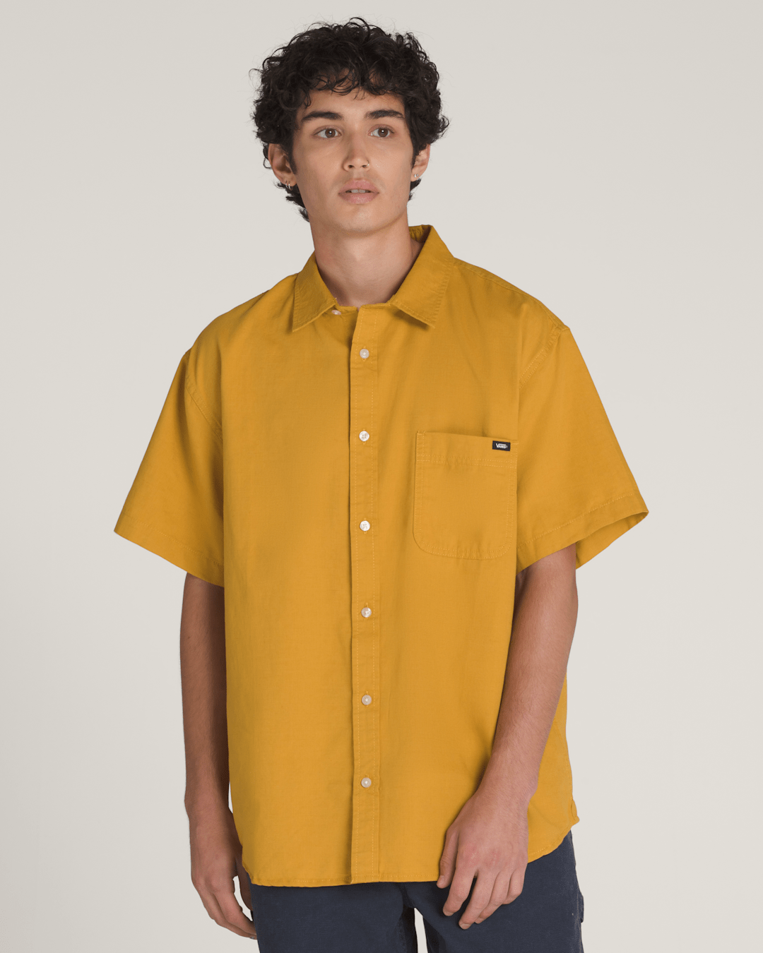 Vans Lawson Solid Woven Shirt in Harvest Gold Yellow