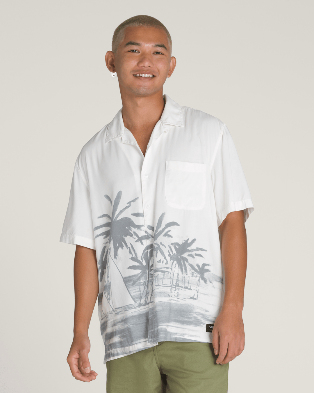 Vans Creswell Woven Shirt in White / Grey