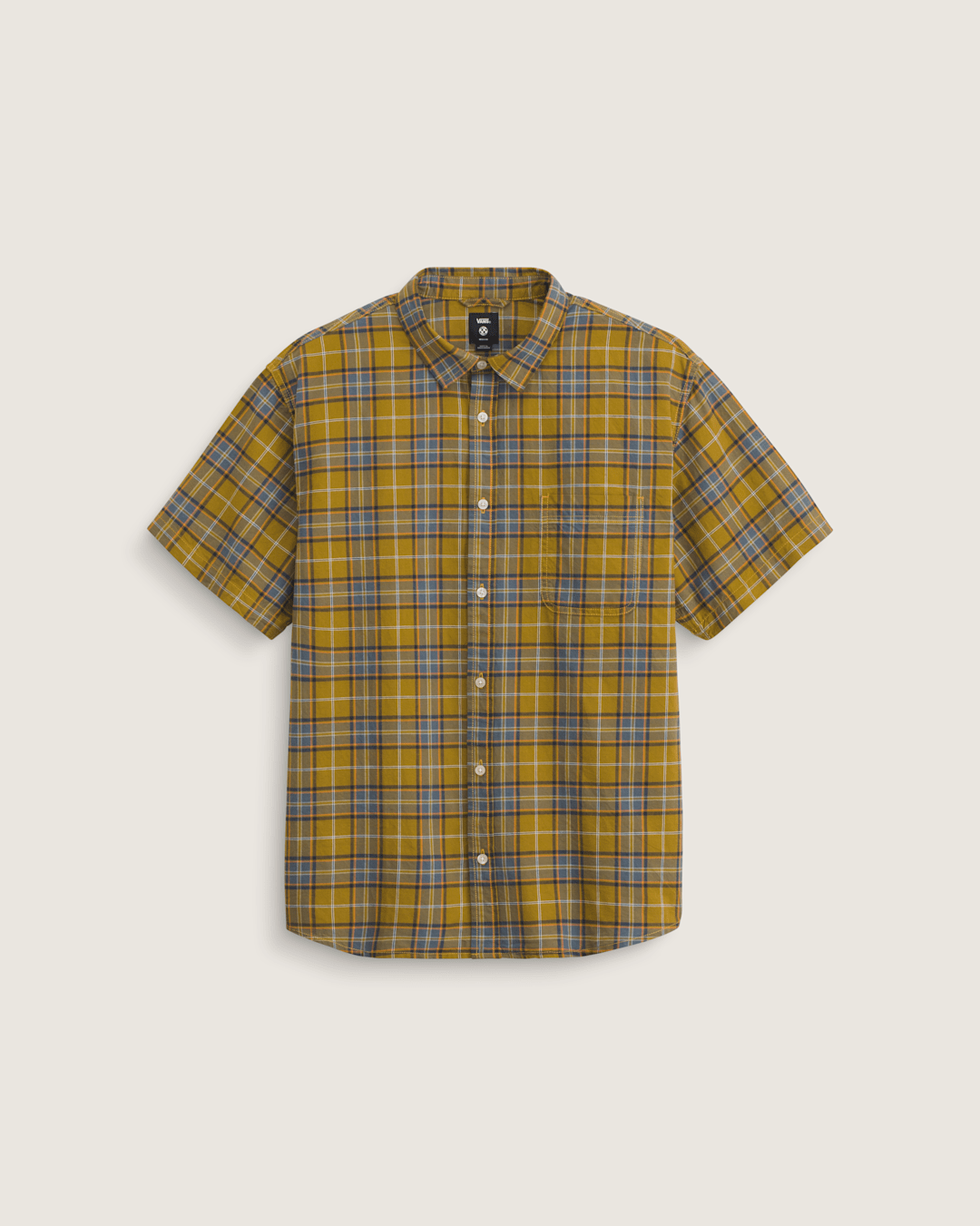 Vans Lawson Plaid Button Up Shirt in Burnt Gold Yellow / Stormy Weather Blue
