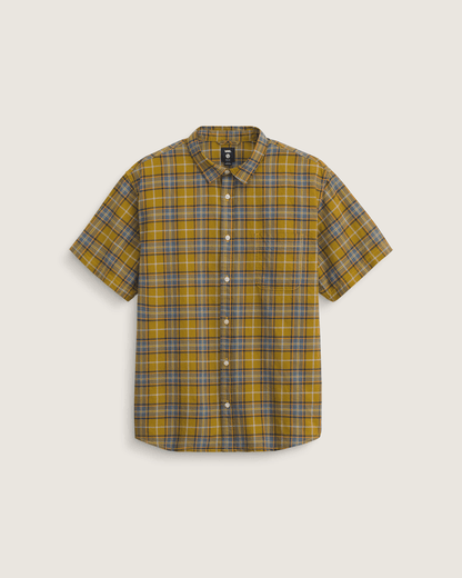 Vans Lawson Plaid Button Up Shirt in Burnt Gold Yellow / Stormy Weather Blue