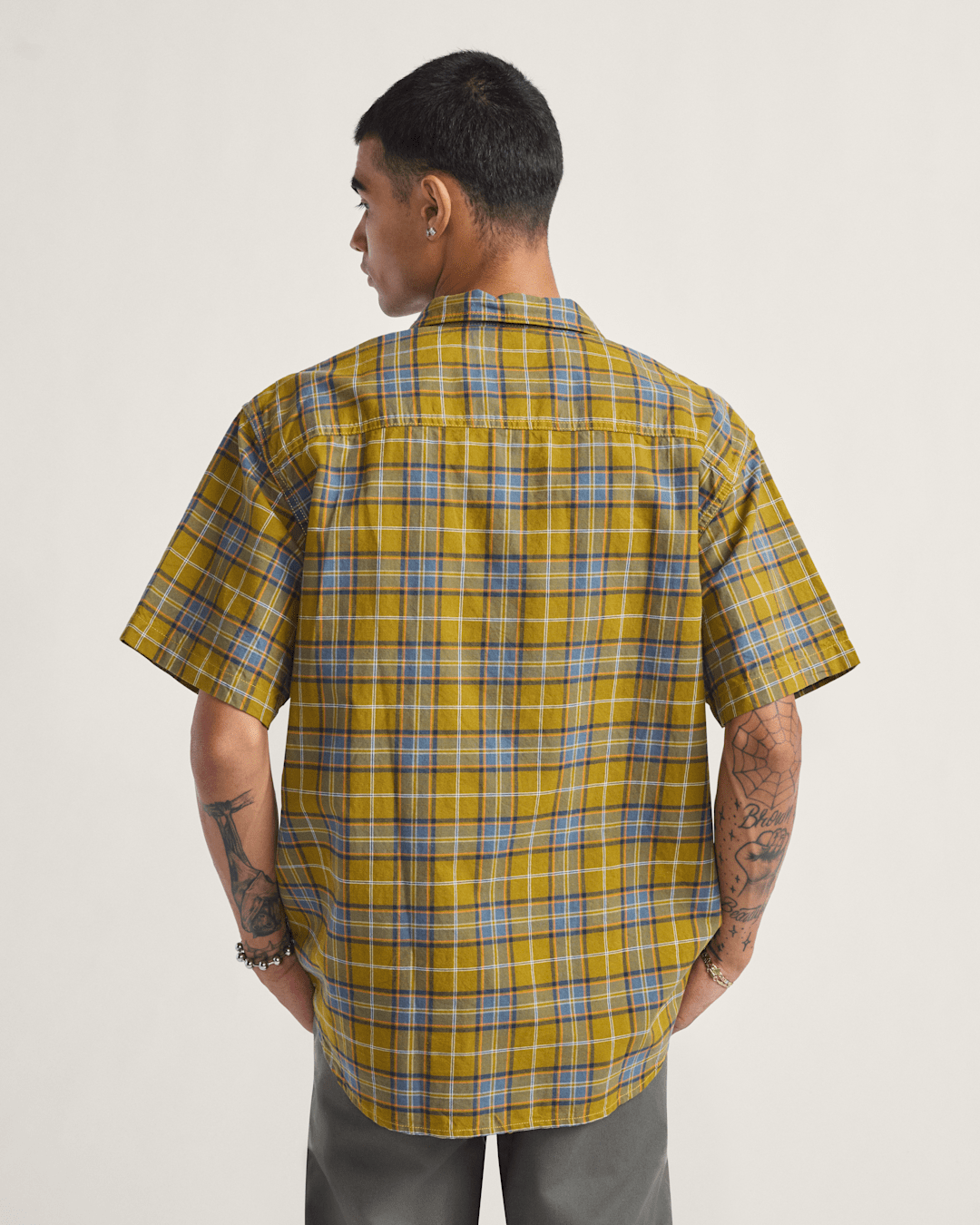 Vans Lawson Plaid Button Up Shirt in Burnt Gold Yellow / Stormy Weather Blue
