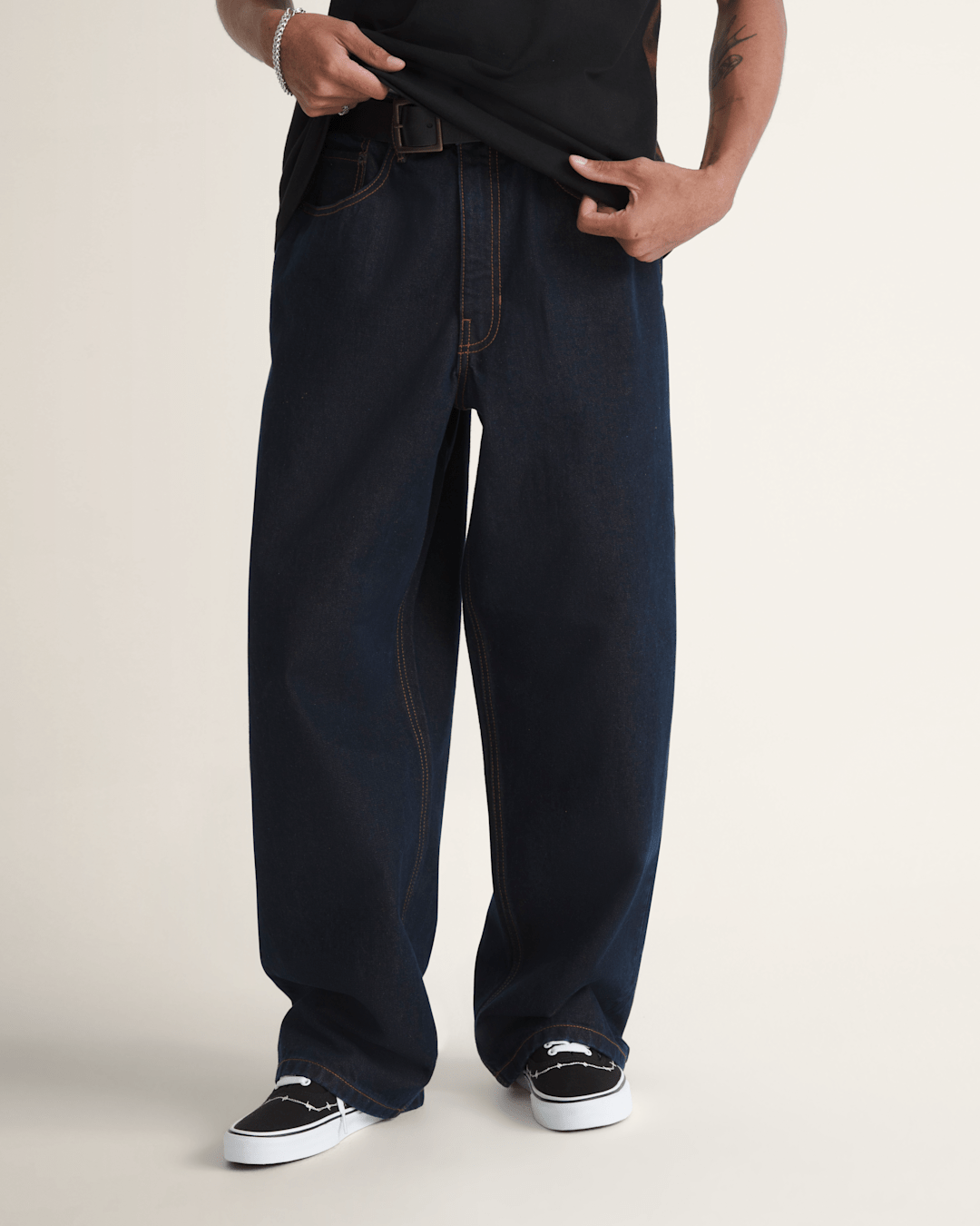Vans Check-5 Baggy Denim Pants in Dark Rinse Blue