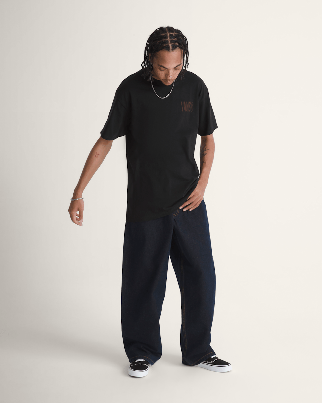 Vans Check-5 Baggy Denim Pants in Dark Rinse Blue