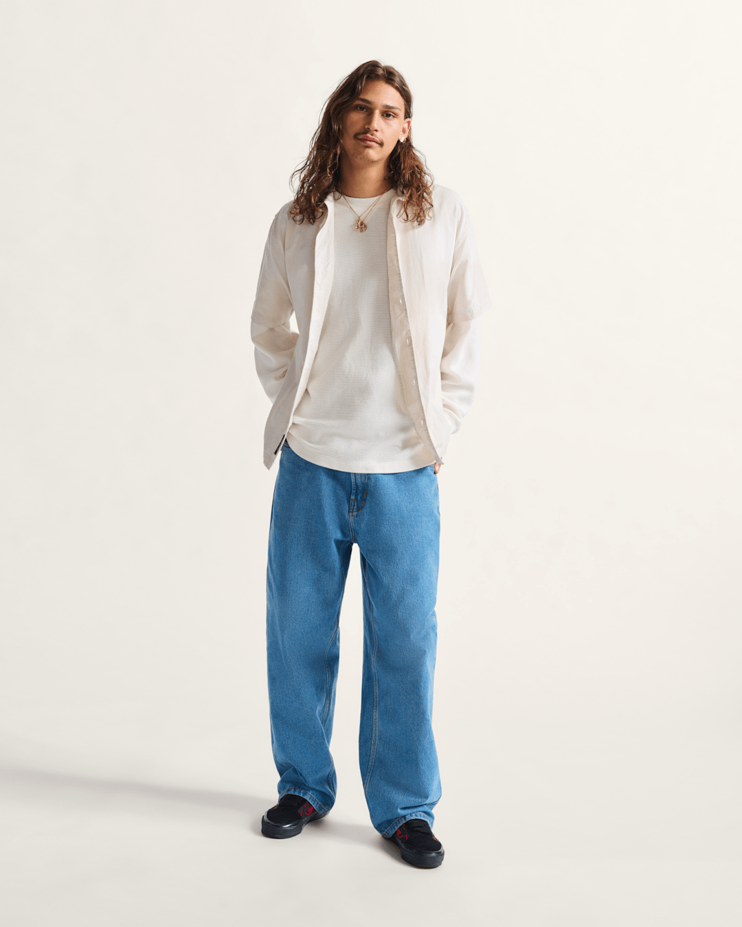 Vans Check-5 Baggy Denim Pants in Stonewash Blue
