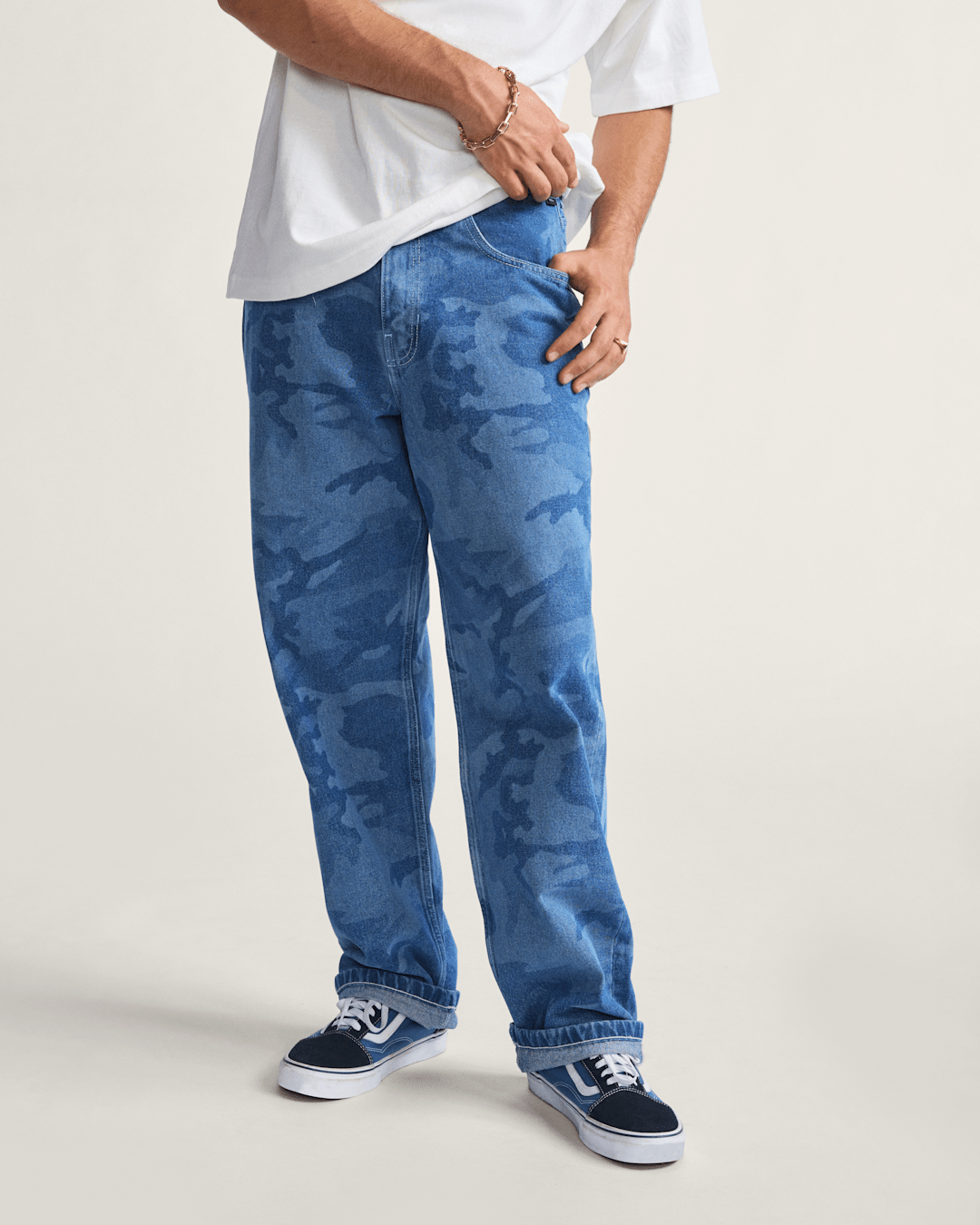Vans Check-5 Loose Denim Pants in Stonewash Blue