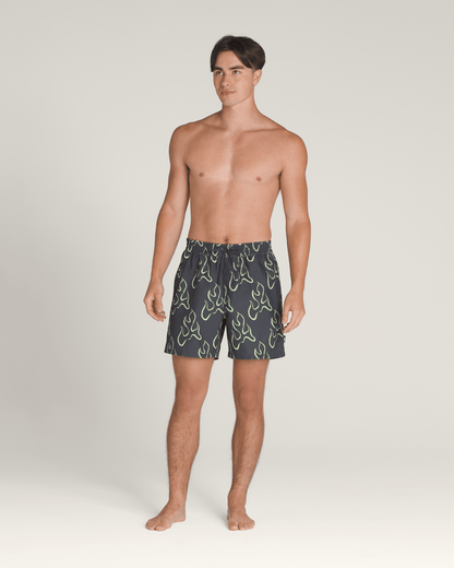 Vans Primary Solid Elastic 17'' Boardshorts in Asphalt Grey / Shadow Lime Green