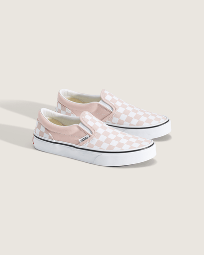 Vans Big Kids Classic Slip-On Checkerboard Shoe in Checkerboard Sepia Rose