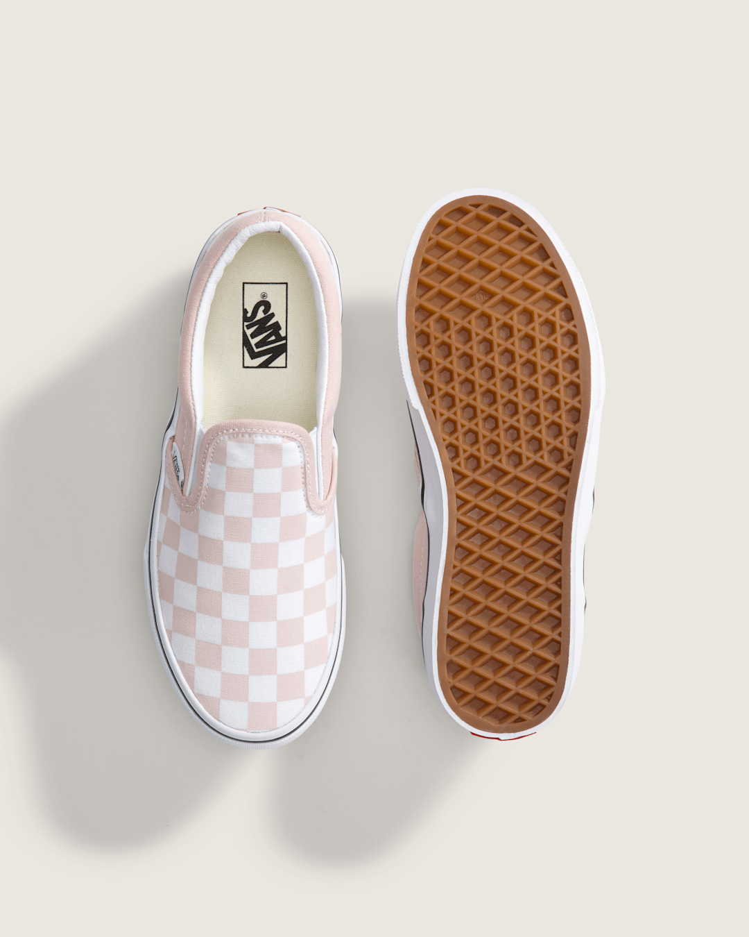 Vans Big Kids Classic Slip-On Checkerboard Shoe in Checkerboard Sepia Rose