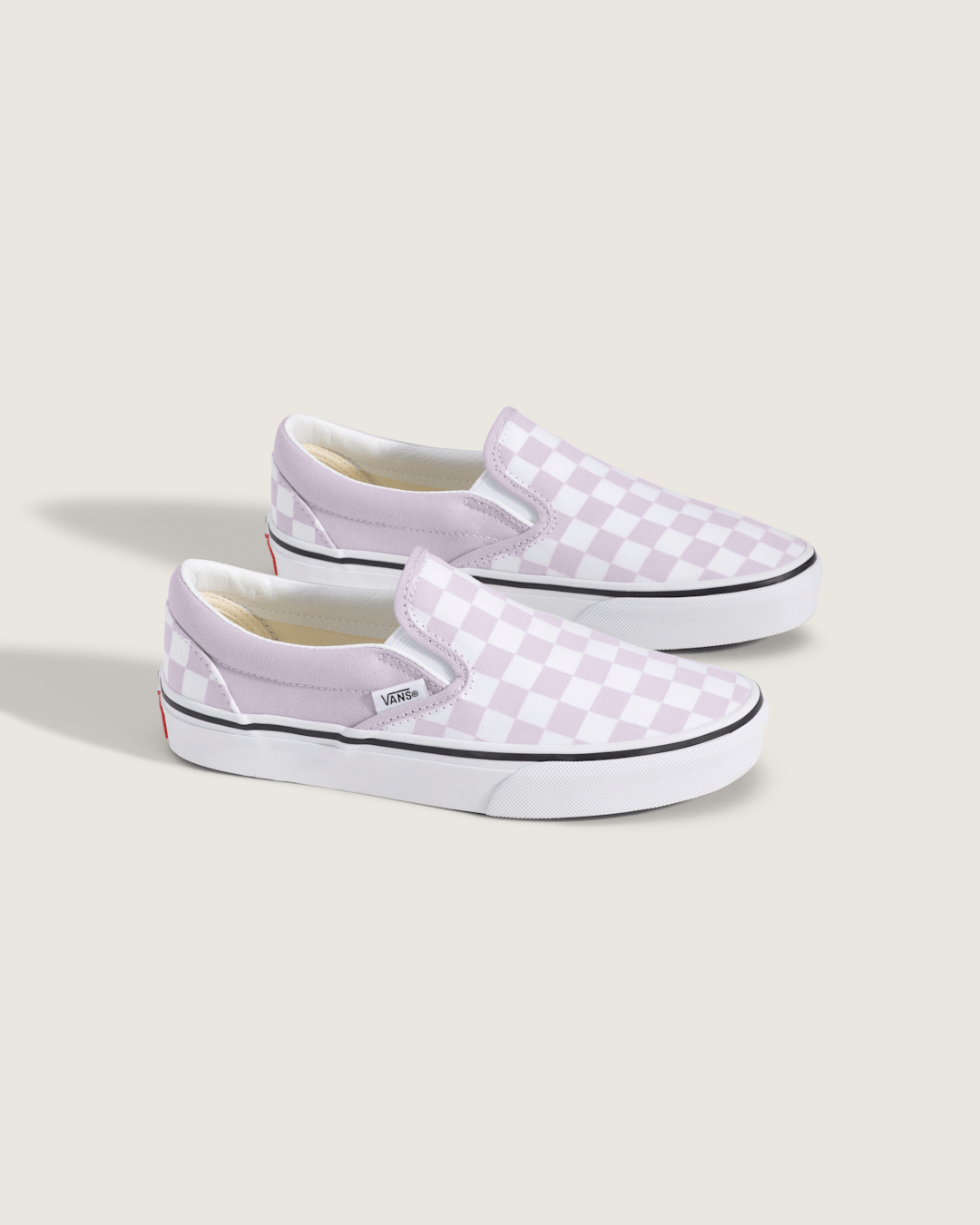 Vans Big Kids Classic Slip-On Checkerboard Shoe in Checkerboard Lilac Mist Purple