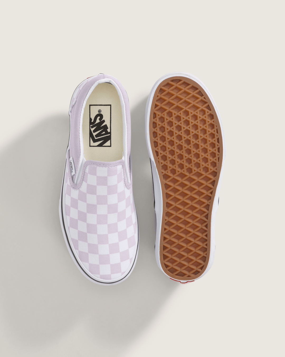 Vans Big Kids Classic Slip-On Checkerboard Shoe in Checkerboard Lilac Mist Purple