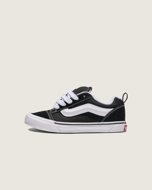 Vans Big Kids Knu Skool Shoe in Black / True White