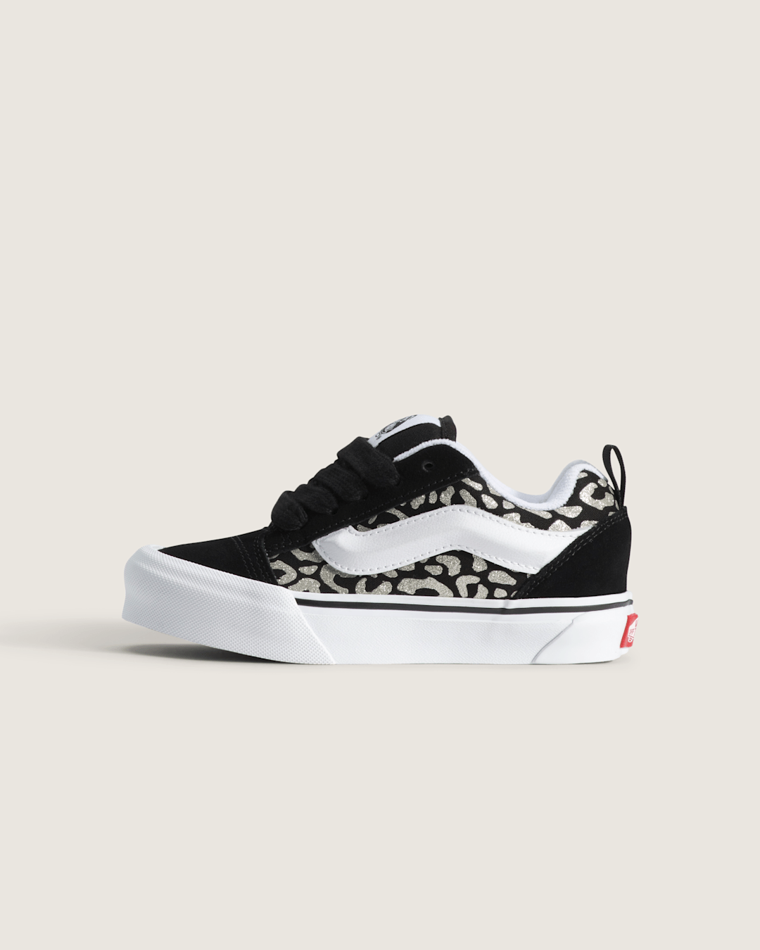 Vans Little Kids Knu Skool Shoe in Leopard Glitter Black