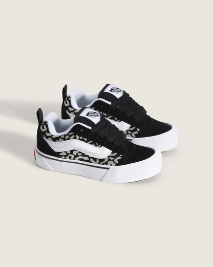 Vans Little Kids Knu Skool Shoe in Leopard Glitter Black