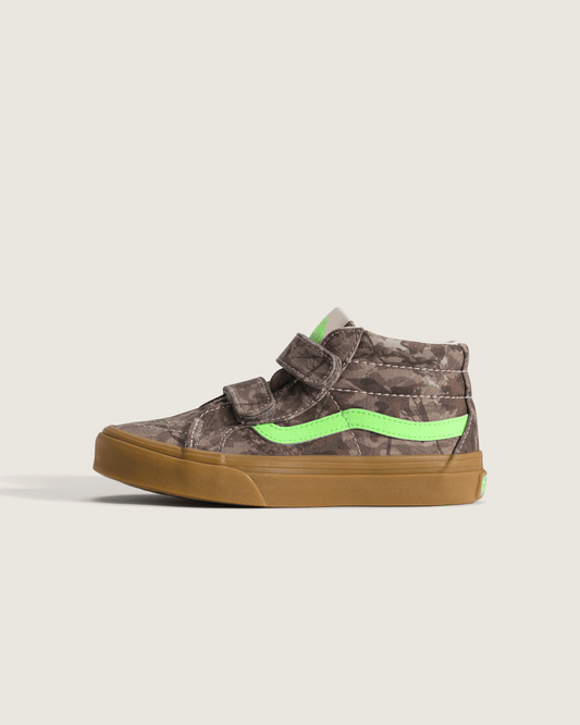Vans Little Kids Sk8-Mid V Shoe in Camo Gecko Green