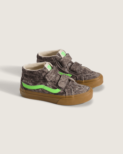 Vans Little Kids Sk8-Mid V Shoe in Camo Gecko Green