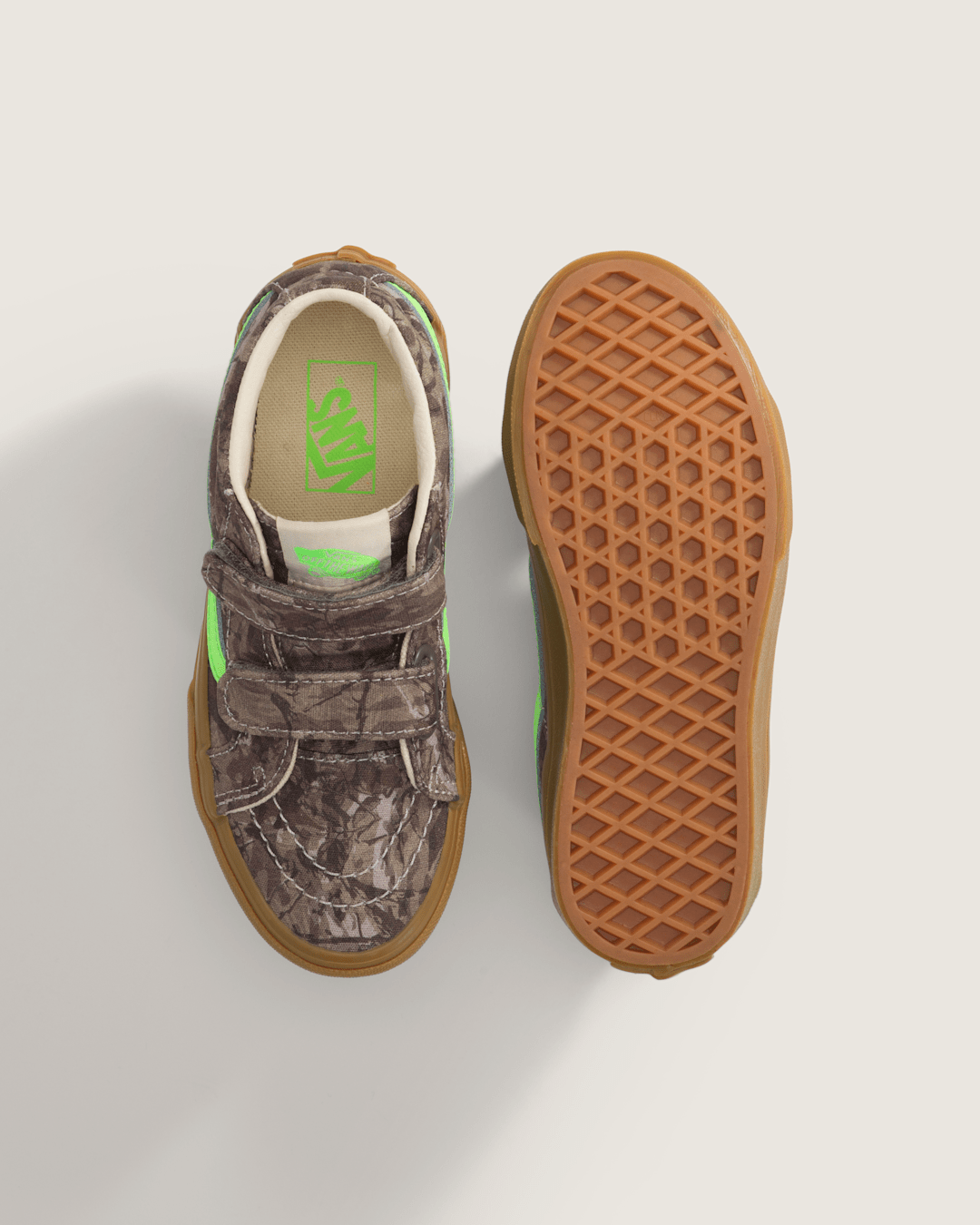 Vans Little Kids Sk8-Mid V Shoe in Camo Gecko Green