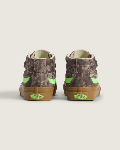 Vans Little Kids Sk8-Mid V Shoe in Camo Gecko Green