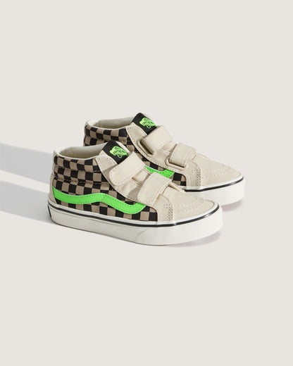 Vans Little Kids Sk8-Mid V Shoe in Glow-in-the-Dark Taupe Mist Grey