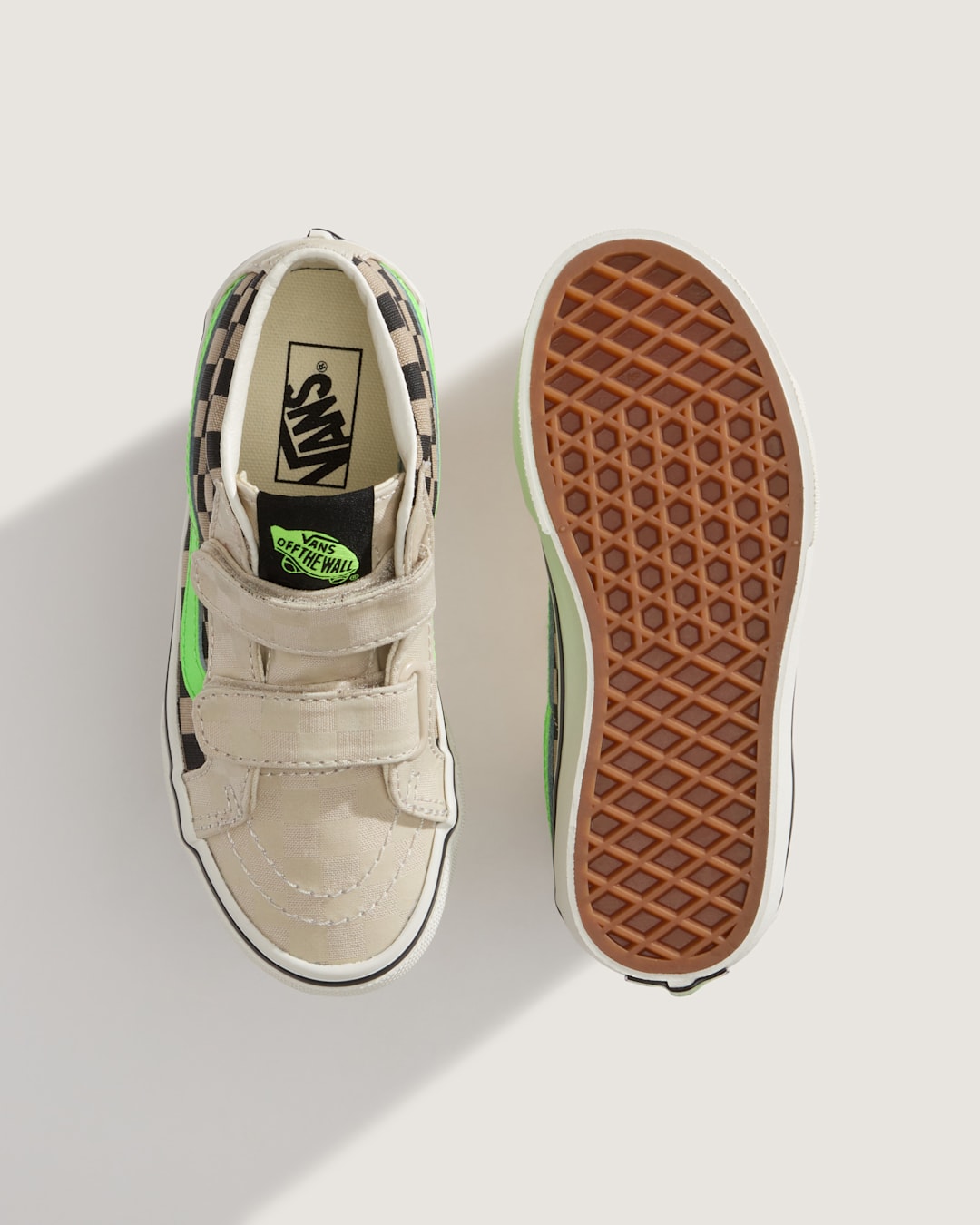 Vans Little Kids Sk8-Mid V Shoe in Glow-in-the-Dark Taupe Mist Grey