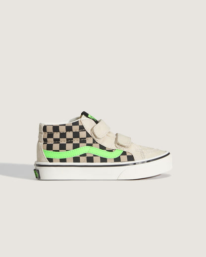 Vans Little Kids Sk8-Mid V Shoe in Glow-in-the-Dark Taupe Mist Grey