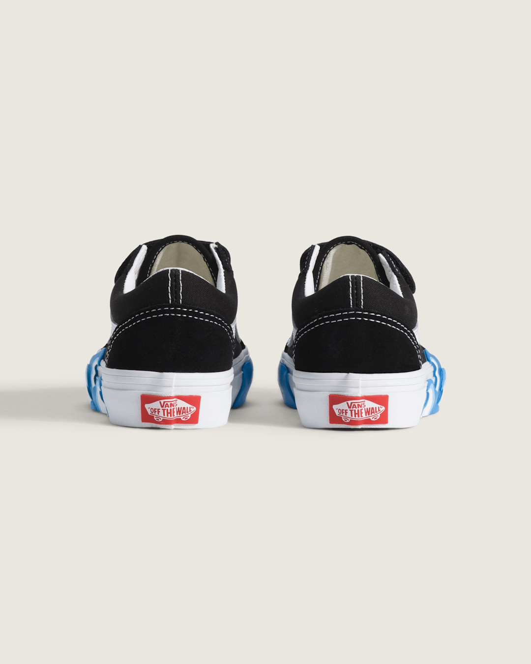 Vans Little Kids Old Skool V Shoe in Black / Bright Azure Blue