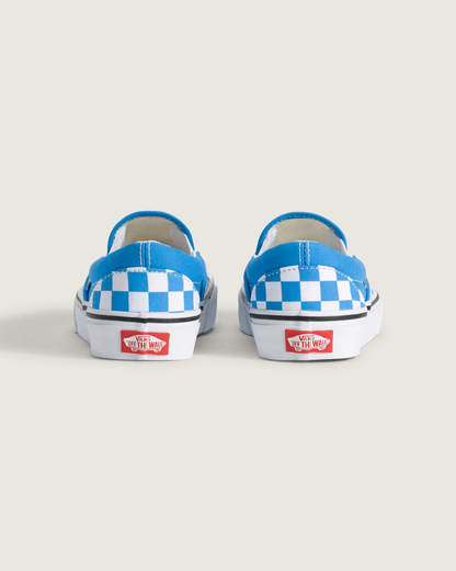 Vans Big Kids Classic Slip-On Checkerboard Shoe in Checkerboard Bright Azure Blue