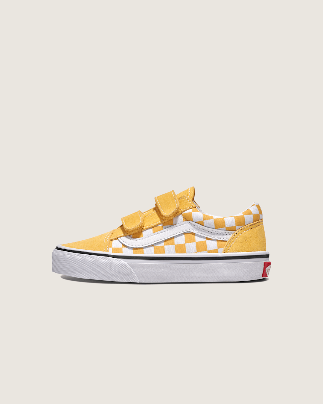 Vans Big Kids Old Skool V Checkerboard Shoe in Banana Cream Yellow / White