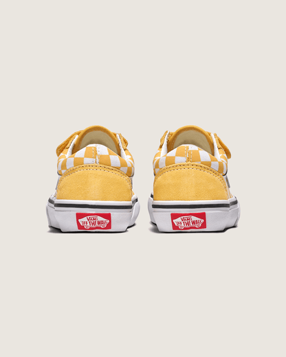Vans Big Kids Old Skool V Checkerboard Shoe in Banana Cream Yellow / White