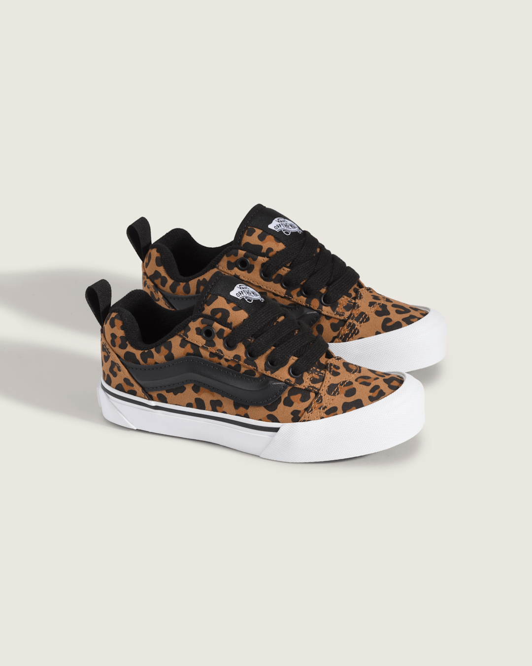 Vans Big Kids' Knu Skool Shoe in Leopard Brown / Black